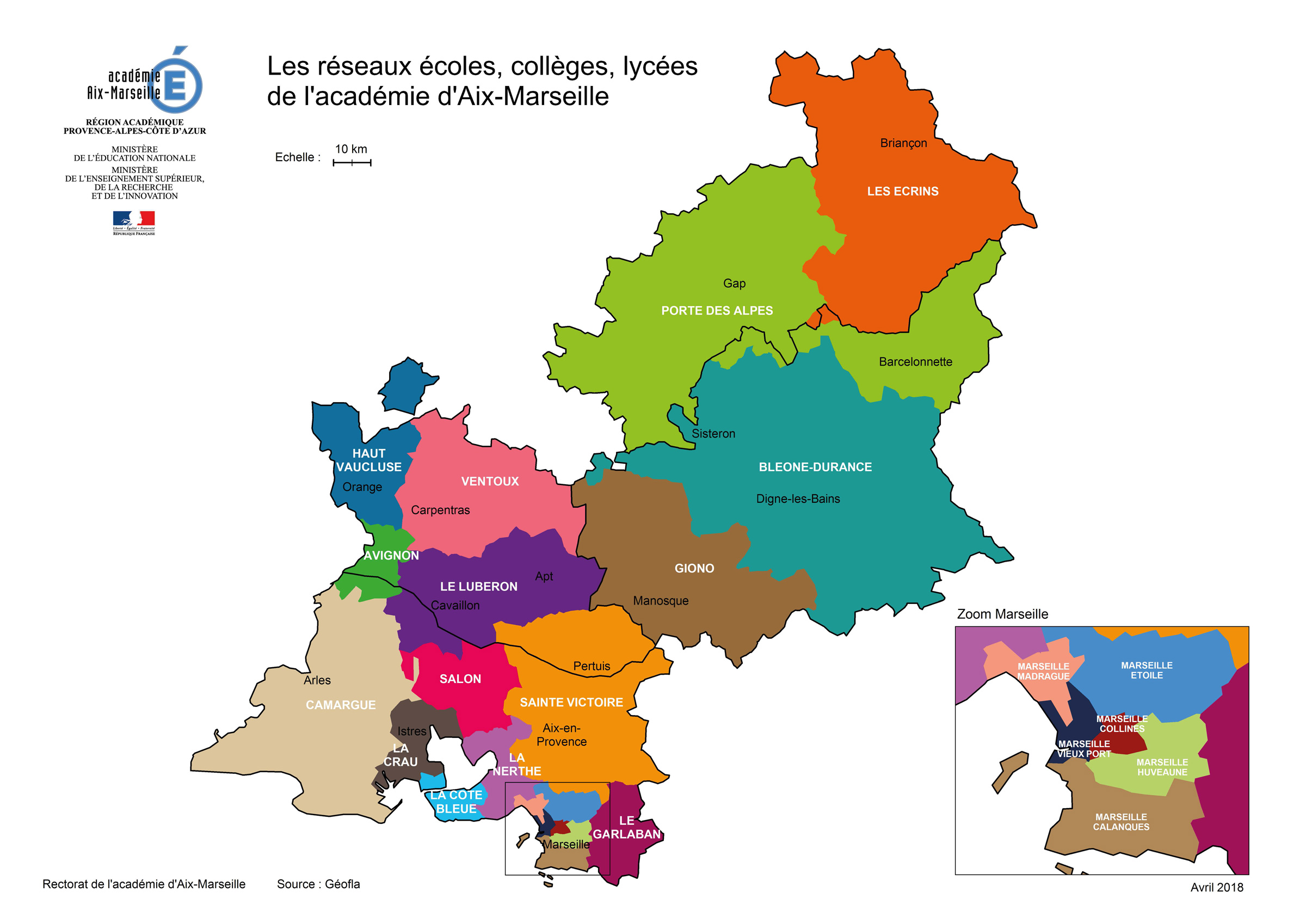 Carte académique Réseaux Aix-Marseille