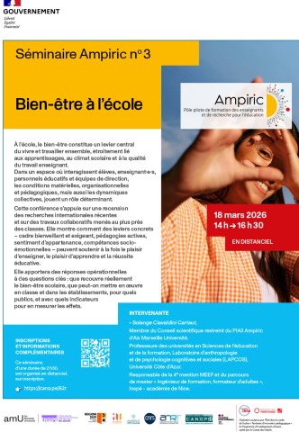 Cycle de séminaires 2026, bien etre à l'école